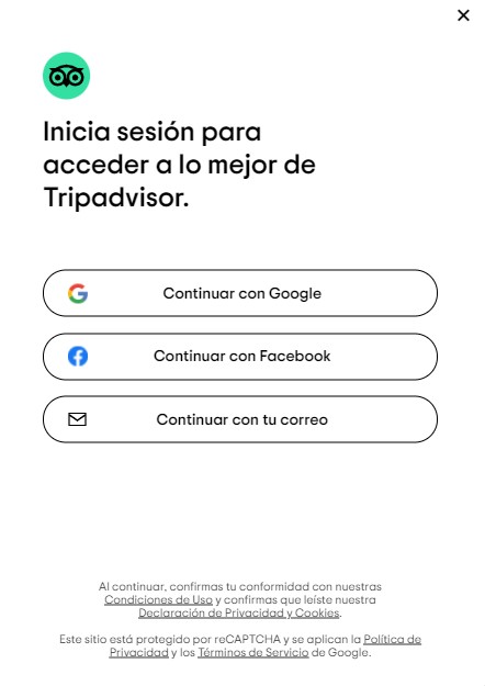 Inicia sesión en tripadvisor