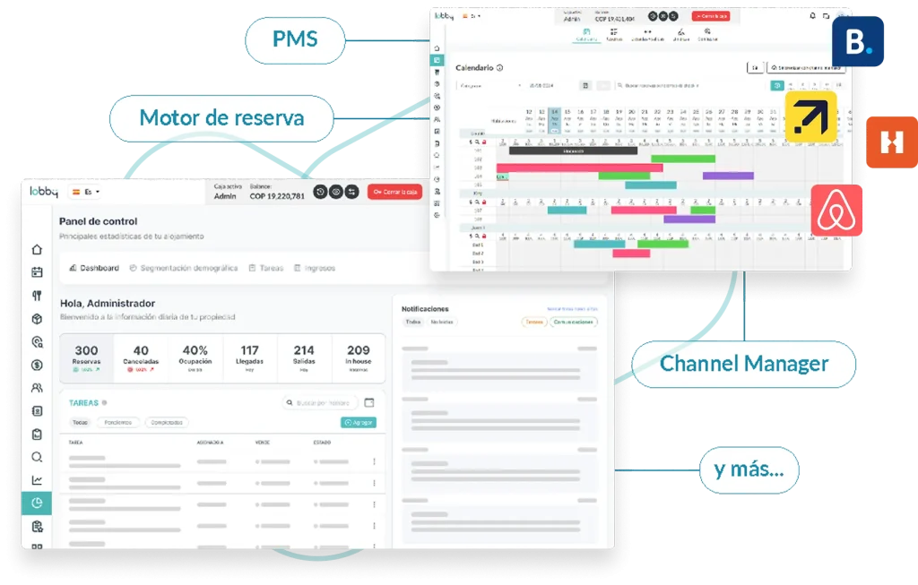 Software Hotelero LobbyPMS Calendario Reservas